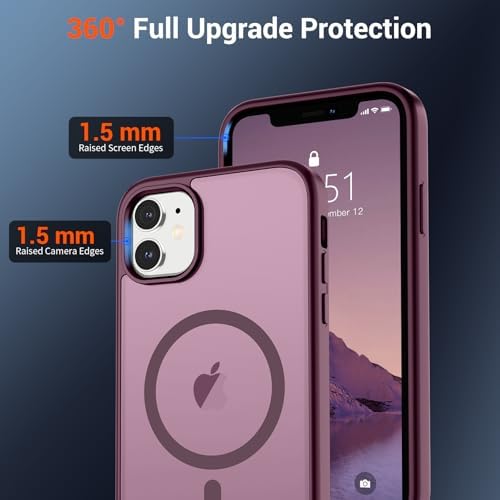 SUPFINE Magnetic for iPhone 12 Mini Case & iPhone 13 Mini Case  Compatible with MagSafe   Military Grade Drop Protection  Slim Translucent Matte Shockproof Phone Cover Black