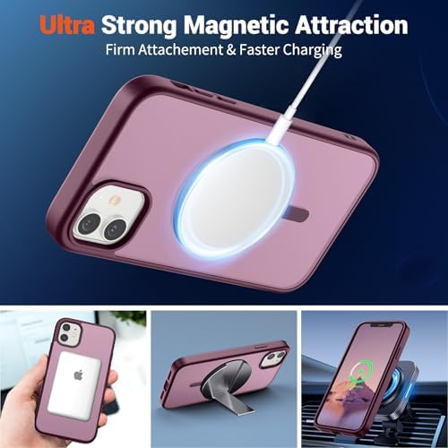 SUPFINE Magnetic for iPhone 12 Mini Case & iPhone 13 Mini Case  Compatible with MagSafe   Military Grade Drop Protection  Slim Translucent Matte Shockproof Phone Cover Black