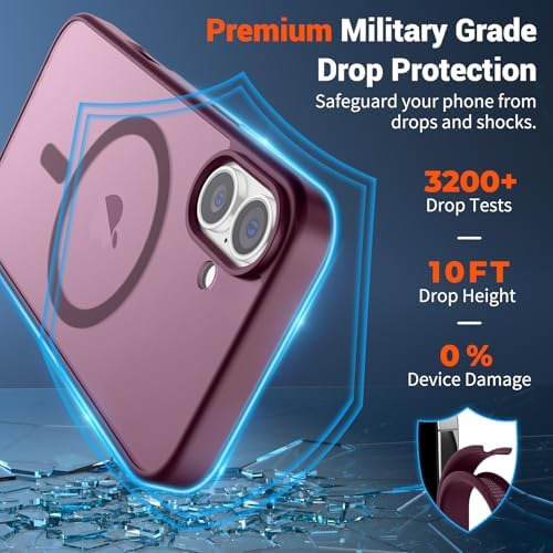SUPFINE Magnetic for iPhone 12 Mini Case & iPhone 13 Mini Case  Compatible with MagSafe   Military Grade Drop Protection  Slim Translucent Matte Shockproof Phone Cover Black