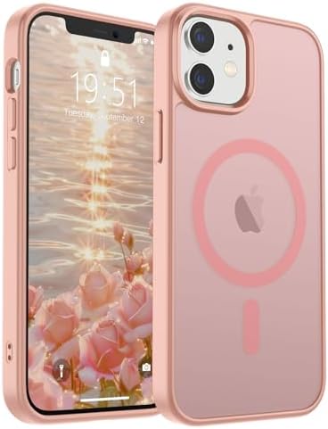 SUPFINE Magnetic for iPhone 12 Mini Case & iPhone 13 Mini Case  Compatible with MagSafe   Military Grade Drop Protection  Slim Translucent Matte Shockproof Phone Cover Black