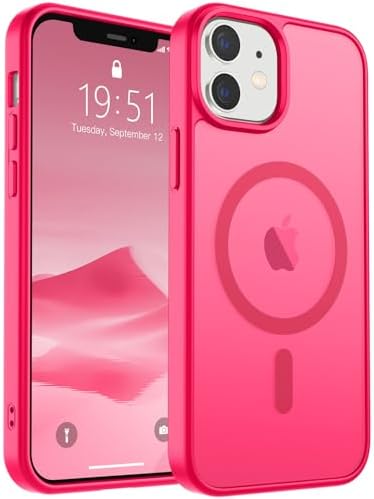 SUPFINE Magnetic for iPhone 12 Mini Case & iPhone 13 Mini Case  Compatible with MagSafe   Military Grade Drop Protection  Slim Translucent Matte Shockproof Phone Cover Black