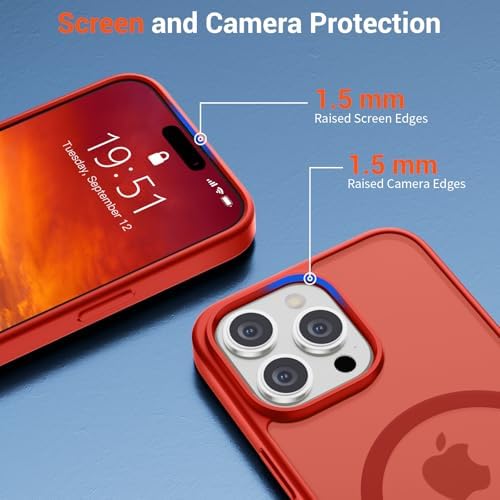 SUPFINE Magnetic for iPhone 12 Mini Case & iPhone 13 Mini Case  Compatible with MagSafe   Military Grade Drop Protection  Slim Translucent Matte Shockproof Phone Cover Black