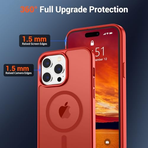 SUPFINE Magnetic for iPhone 12 Mini Case & iPhone 13 Mini Case  Compatible with MagSafe   Military Grade Drop Protection  Slim Translucent Matte Shockproof Phone Cover Black