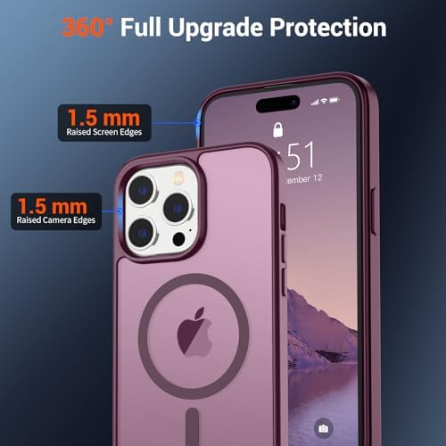 SUPFINE Magnetic for iPhone 12 Mini Case & iPhone 13 Mini Case  Compatible with MagSafe   Military Grade Drop Protection  Slim Translucent Matte Shockproof Phone Cover Black