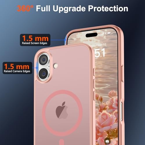 SUPFINE Magnetic for iPhone 12 Mini Case & iPhone 13 Mini Case  Compatible with MagSafe   Military Grade Drop Protection  Slim Translucent Matte Shockproof Phone Cover Black