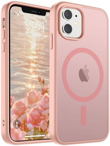 SUPFINE Magnetic for iPhone 12 Mini Case & iPhone 13 Mini Case  Compatible with MagSafe   Military Grade Drop Protection  Slim Translucent Matte Shockproof Phone Cover Black