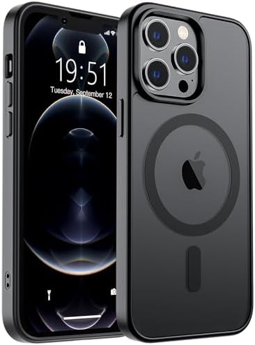 SUPFINE Magnetic for iPhone 12 Mini Case & iPhone 13 Mini Case  Compatible with MagSafe   Military Grade Drop Protection  Slim Translucent Matte Shockproof Phone Cover Black