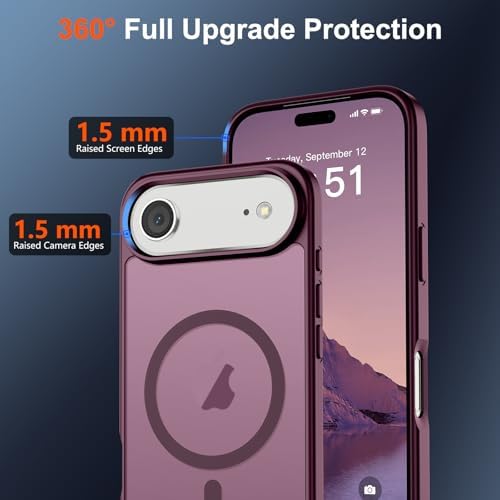 SUPFINE Magnetic for iPhone 12 Mini Case & iPhone 13 Mini Case  Compatible with MagSafe   Military Grade Drop Protection  Slim Translucent Matte Shockproof Phone Cover Black