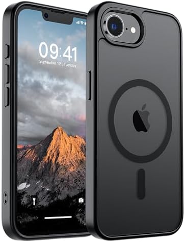 SUPFINE Magnetic for iPhone 12 Mini Case & iPhone 13 Mini Case  Compatible with MagSafe   Military Grade Drop Protection  Slim Translucent Matte Shockproof Phone Cover Black