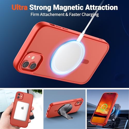SUPFINE Magnetic for iPhone 12 Mini Case & iPhone 13 Mini Case  Compatible with MagSafe   Military Grade Drop Protection  Slim Translucent Matte Shockproof Phone Cover Black