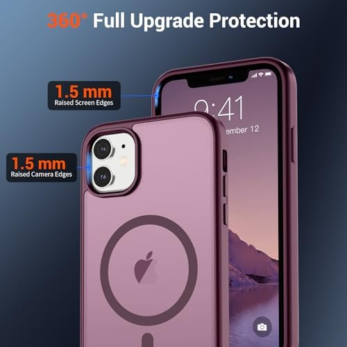 SUPFINE Magnetic for iPhone 12 Mini Case & iPhone 13 Mini Case  Compatible with MagSafe   Military Grade Drop Protection  Slim Translucent Matte Shockproof Phone Cover Black