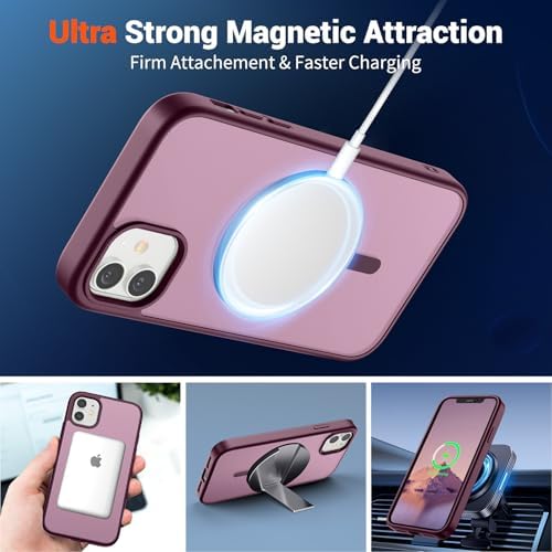 SUPFINE Magnetic for iPhone 12 Mini Case & iPhone 13 Mini Case  Compatible with MagSafe   Military Grade Drop Protection  Slim Translucent Matte Shockproof Phone Cover Black