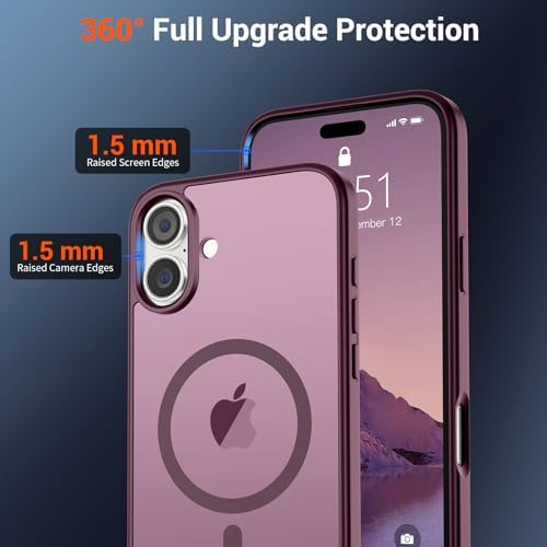 SUPFINE Magnetic for iPhone 12 Mini Case & iPhone 13 Mini Case  Compatible with MagSafe   Military Grade Drop Protection  Slim Translucent Matte Shockproof Phone Cover Black