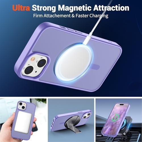 SUPFINE Magnetic for iPhone 12 Mini Case & iPhone 13 Mini Case  Compatible with MagSafe   Military Grade Drop Protection  Slim Translucent Matte Shockproof Phone Cover Black
