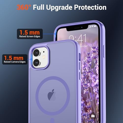 SUPFINE Magnetic for iPhone 12 Mini Case & iPhone 13 Mini Case  Compatible with MagSafe   Military Grade Drop Protection  Slim Translucent Matte Shockproof Phone Cover Black