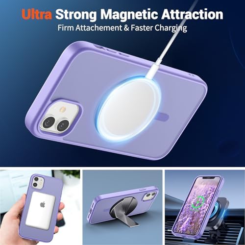 SUPFINE Magnetic for iPhone 12 Mini Case & iPhone 13 Mini Case  Compatible with MagSafe   Military Grade Drop Protection  Slim Translucent Matte Shockproof Phone Cover Black