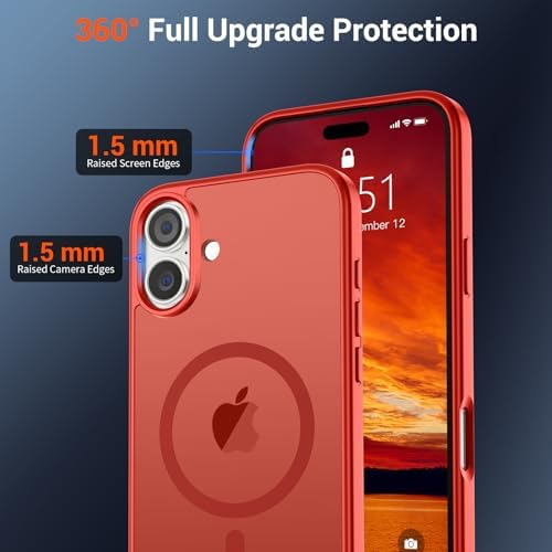 SUPFINE Magnetic for iPhone 12 Mini Case & iPhone 13 Mini Case  Compatible with MagSafe   Military Grade Drop Protection  Slim Translucent Matte Shockproof Phone Cover Black