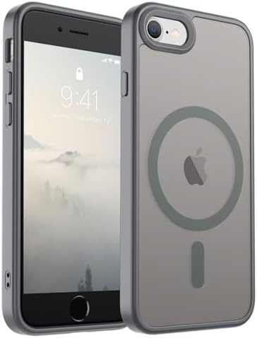 SUPFINE Magnetic for iPhone 12 Mini Case & iPhone 13 Mini Case  Compatible with MagSafe   Military Grade Drop Protection  Slim Translucent Matte Shockproof Phone Cover Black