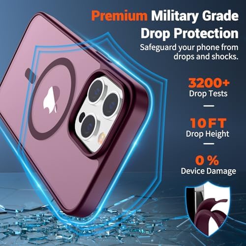 SUPFINE Magnetic for iPhone 12 Mini Case & iPhone 13 Mini Case  Compatible with MagSafe   Military Grade Drop Protection  Slim Translucent Matte Shockproof Phone Cover Black