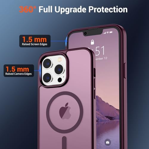 SUPFINE Magnetic for iPhone 12 Mini Case & iPhone 13 Mini Case  Compatible with MagSafe   Military Grade Drop Protection  Slim Translucent Matte Shockproof Phone Cover Black
