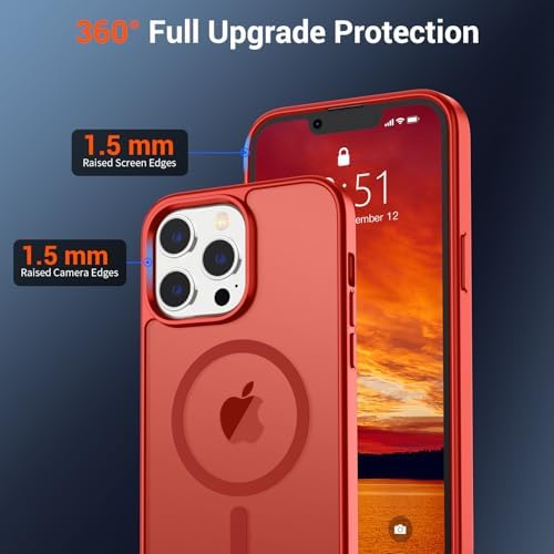 SUPFINE Magnetic for iPhone 12 Mini Case & iPhone 13 Mini Case  Compatible with MagSafe   Military Grade Drop Protection  Slim Translucent Matte Shockproof Phone Cover Black