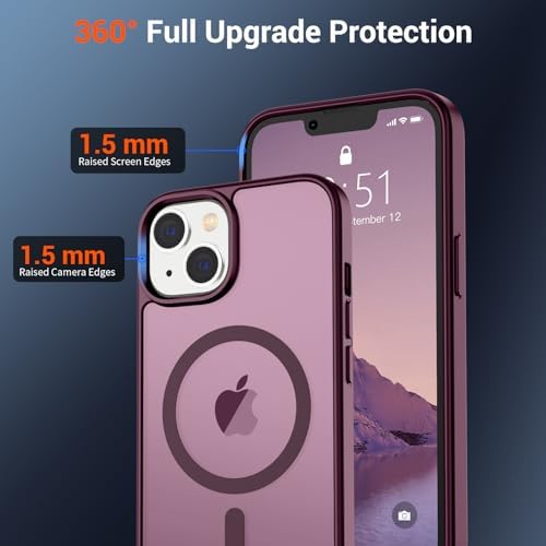 SUPFINE Magnetic for iPhone 12 Mini Case & iPhone 13 Mini Case  Compatible with MagSafe   Military Grade Drop Protection  Slim Translucent Matte Shockproof Phone Cover Black