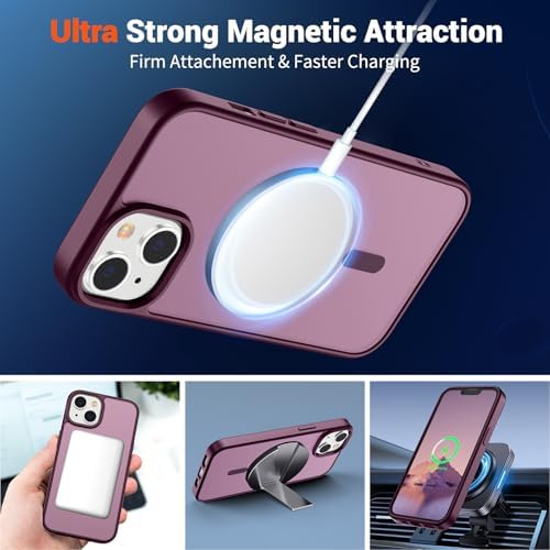 SUPFINE Magnetic for iPhone 12 Mini Case & iPhone 13 Mini Case  Compatible with MagSafe   Military Grade Drop Protection  Slim Translucent Matte Shockproof Phone Cover Black