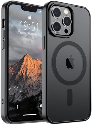 SUPFINE Magnetic for iPhone 12 Mini Case & iPhone 13 Mini Case  Compatible with MagSafe   Military Grade Drop Protection  Slim Translucent Matte Shockproof Phone Cover Black