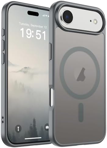 SUPFINE Magnetic for iPhone 12 Mini Case & iPhone 13 Mini Case  Compatible with MagSafe   Military Grade Drop Protection  Slim Translucent Matte Shockproof Phone Cover Black