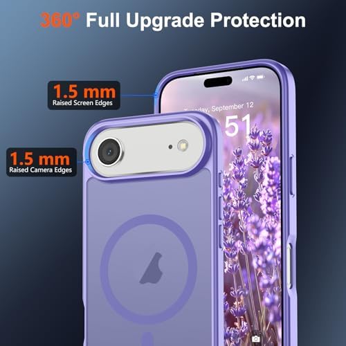 SUPFINE Magnetic for iPhone 12 Mini Case & iPhone 13 Mini Case  Compatible with MagSafe   Military Grade Drop Protection  Slim Translucent Matte Shockproof Phone Cover Black