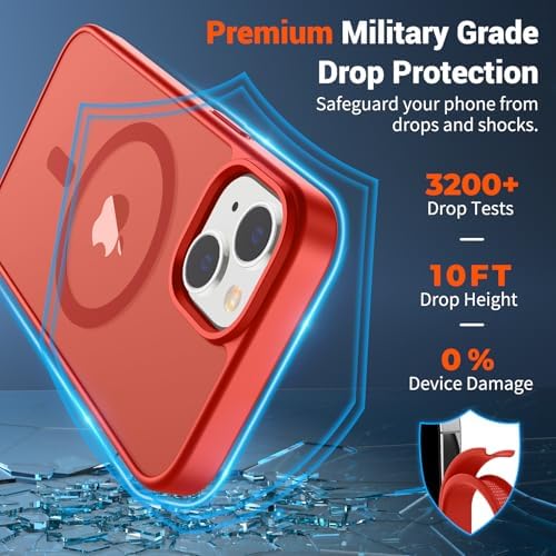 SUPFINE Magnetic for iPhone 12 Mini Case & iPhone 13 Mini Case  Compatible with MagSafe   Military Grade Drop Protection  Slim Translucent Matte Shockproof Phone Cover Black