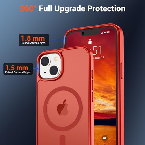 SUPFINE Magnetic for iPhone 12 Mini Case & iPhone 13 Mini Case  Compatible with MagSafe   Military Grade Drop Protection  Slim Translucent Matte Shockproof Phone Cover Black