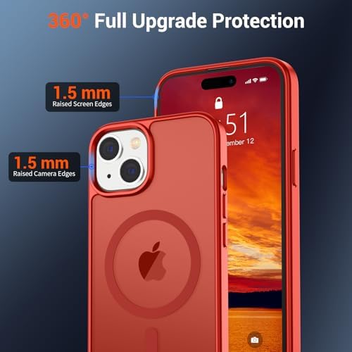 SUPFINE Magnetic for iPhone 12 Mini Case & iPhone 13 Mini Case  Compatible with MagSafe   Military Grade Drop Protection  Slim Translucent Matte Shockproof Phone Cover Black