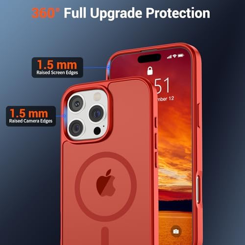 SUPFINE Magnetic for iPhone 12 Mini Case & iPhone 13 Mini Case  Compatible with MagSafe   Military Grade Drop Protection  Slim Translucent Matte Shockproof Phone Cover Black