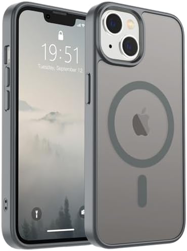 SUPFINE Magnetic for iPhone 12 Mini Case & iPhone 13 Mini Case  Compatible with MagSafe   Military Grade Drop Protection  Slim Translucent Matte Shockproof Phone Cover Black