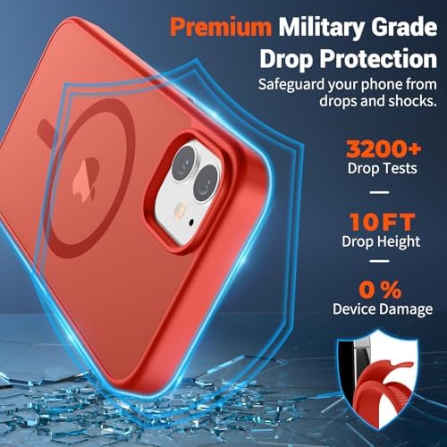 SUPFINE Magnetic for iPhone 12 Mini Case & iPhone 13 Mini Case  Compatible with MagSafe   Military Grade Drop Protection  Slim Translucent Matte Shockproof Phone Cover Black