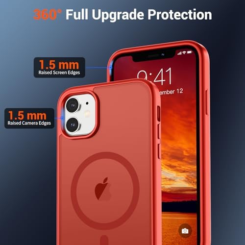 SUPFINE Magnetic for iPhone 12 Mini Case & iPhone 13 Mini Case  Compatible with MagSafe   Military Grade Drop Protection  Slim Translucent Matte Shockproof Phone Cover Black
