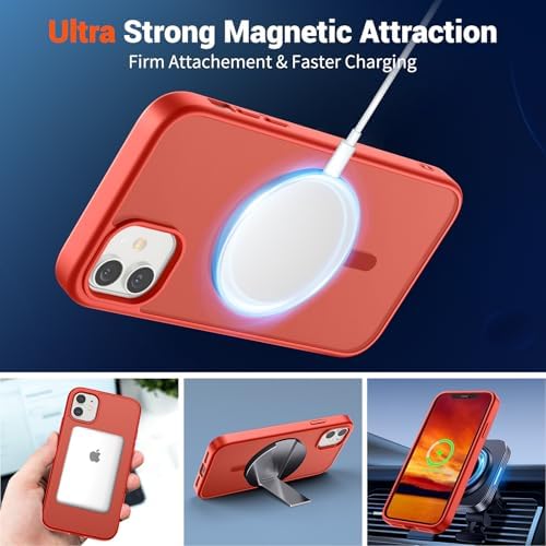 SUPFINE Magnetic for iPhone 12 Mini Case & iPhone 13 Mini Case  Compatible with MagSafe   Military Grade Drop Protection  Slim Translucent Matte Shockproof Phone Cover Black