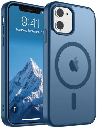 SUPFINE Magnetic for iPhone 12 Mini Case & iPhone 13 Mini Case  Compatible with MagSafe   Military Grade Drop Protection  Slim Translucent Matte Shockproof Phone Cover Black