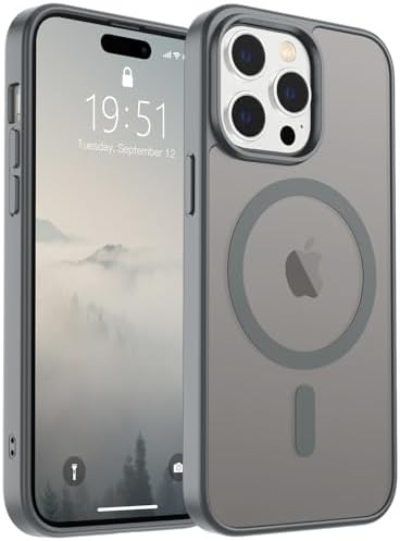 SUPFINE Magnetic for iPhone 12 Mini Case & iPhone 13 Mini Case  Compatible with MagSafe   Military Grade Drop Protection  Slim Translucent Matte Shockproof Phone Cover Black