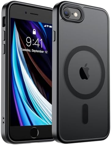 SUPFINE Magnetic for iPhone 12 Mini Case & iPhone 13 Mini Case  Compatible with MagSafe   Military Grade Drop Protection  Slim Translucent Matte Shockproof Phone Cover Black