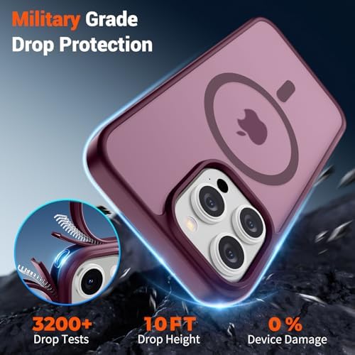 SUPFINE Magnetic for iPhone 12 Mini Case & iPhone 13 Mini Case  Compatible with MagSafe   Military Grade Drop Protection  Slim Translucent Matte Shockproof Phone Cover Black