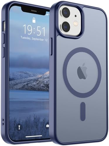 SUPFINE Magnetic for iPhone 12 Mini Case & iPhone 13 Mini Case  Compatible with MagSafe   Military Grade Drop Protection  Slim Translucent Matte Shockproof Phone Cover Black