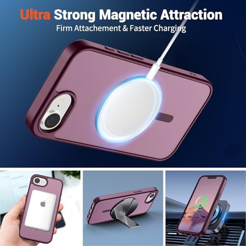 SUPFINE Magnetic for iPhone 12 Mini Case & iPhone 13 Mini Case  Compatible with MagSafe   Military Grade Drop Protection  Slim Translucent Matte Shockproof Phone Cover Black