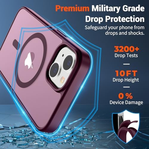 SUPFINE Magnetic for iPhone 12 Mini Case & iPhone 13 Mini Case  Compatible with MagSafe   Military Grade Drop Protection  Slim Translucent Matte Shockproof Phone Cover Black