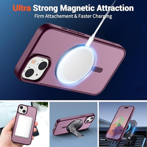 SUPFINE Magnetic for iPhone 12 Mini Case & iPhone 13 Mini Case  Compatible with MagSafe   Military Grade Drop Protection  Slim Translucent Matte Shockproof Phone Cover Black