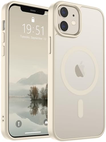 SUPFINE Magnetic for iPhone 12 Mini Case & iPhone 13 Mini Case  Compatible with MagSafe   Military Grade Drop Protection  Slim Translucent Matte Shockproof Phone Cover Black