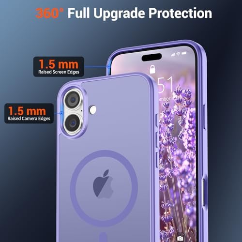 SUPFINE Magnetic for iPhone 12 Mini Case & iPhone 13 Mini Case  Compatible with MagSafe   Military Grade Drop Protection  Slim Translucent Matte Shockproof Phone Cover Black