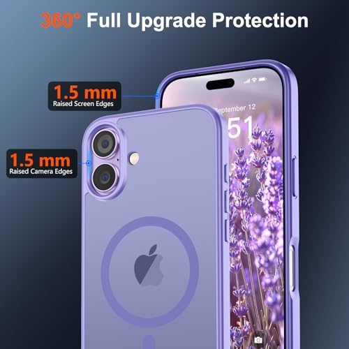 SUPFINE Magnetic for iPhone 12 Mini Case & iPhone 13 Mini Case  Compatible with MagSafe   Military Grade Drop Protection  Slim Translucent Matte Shockproof Phone Cover Black