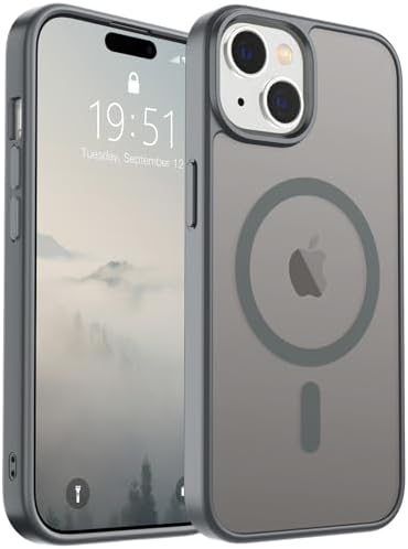 SUPFINE Magnetic for iPhone 12 Mini Case & iPhone 13 Mini Case  Compatible with MagSafe   Military Grade Drop Protection  Slim Translucent Matte Shockproof Phone Cover Black